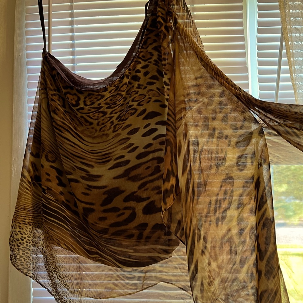 One shoulder animal print blouse